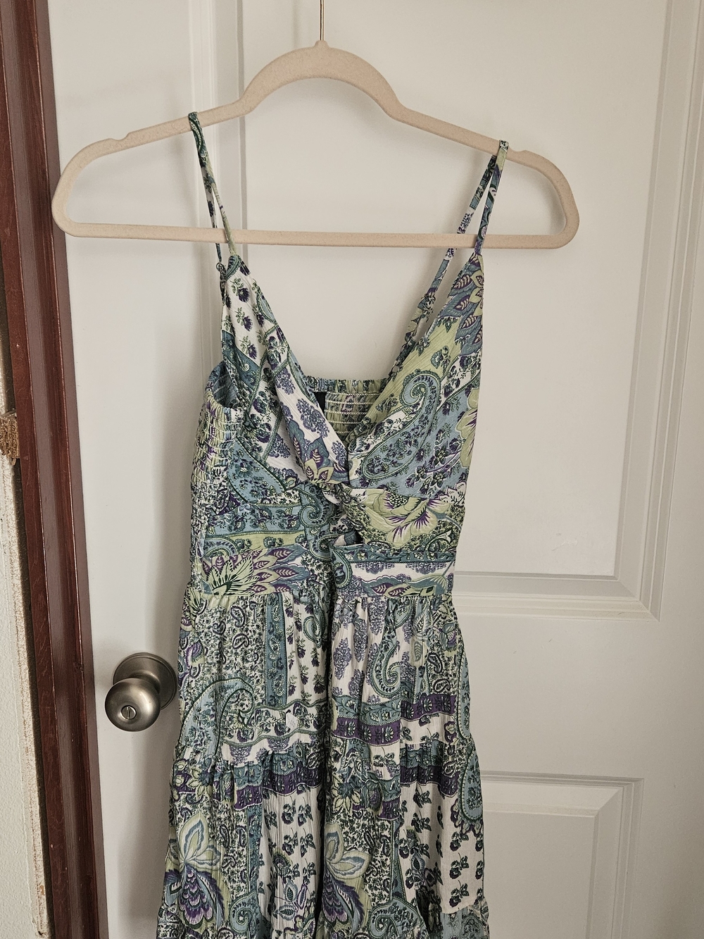 Angie Paisley Mini Dress in Green and Blue - Picture 3 of 4